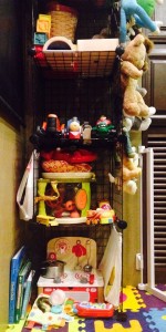 Storing toys in a small space.